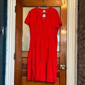 For Cynthia Red Casual V-Neck Midi Dress